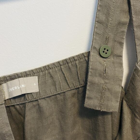 Everlane Jumpsuit Womens 6 Linen Wide Leg Overalls Button Front Pockets Picnic - Picture 9 of 12